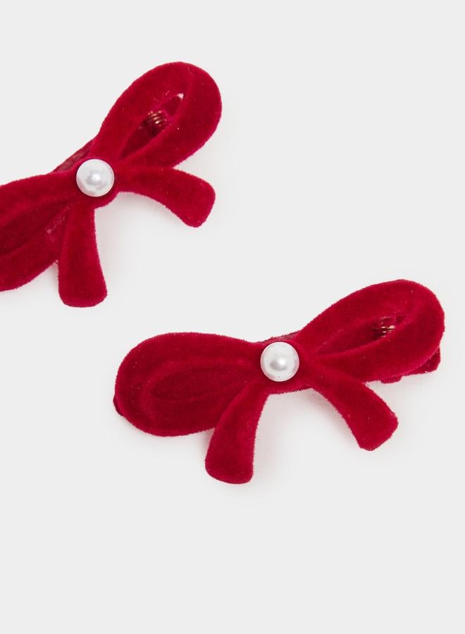 Styli Pack of 2 - Red Bow Hair Clips - Image 2